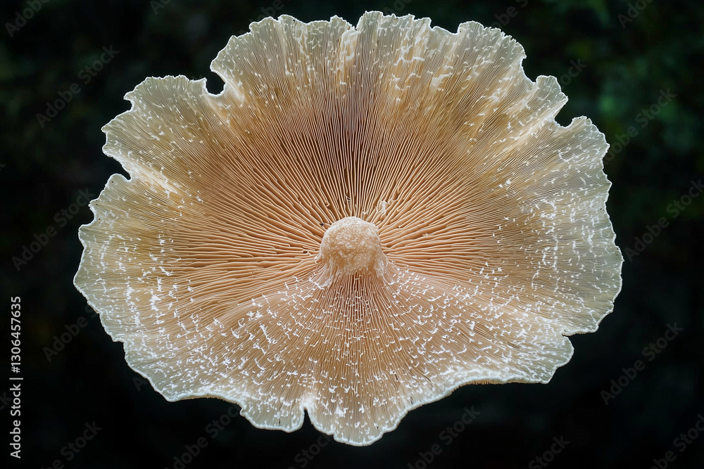 Aufkleber close up of mushroom in forest with natural texture and intricate details