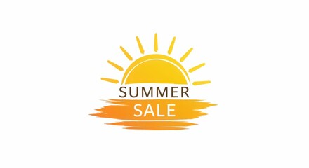 Bright summer sale banner with sun and brush stroke design