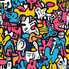 Graffiti doodle seamless pattern for background texture textile fabric