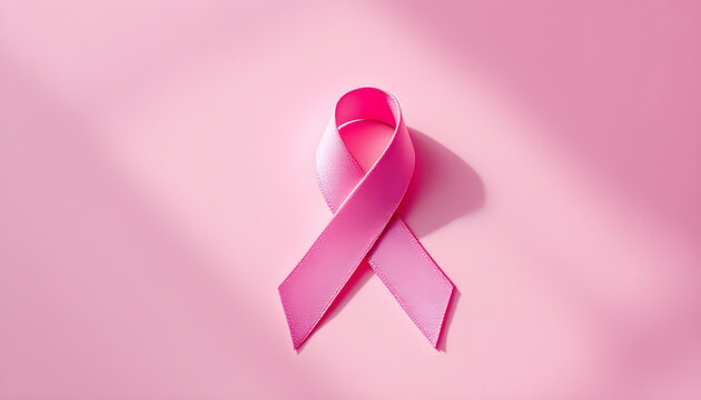 breast cancer awareness pink ribbon on soft pastel background