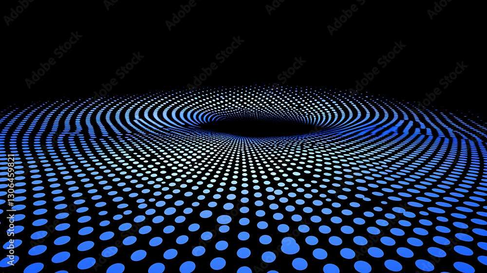 Poster dynamic blue dot pattern with depth effect and dark background