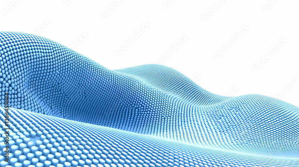 Aufkleber abstract blue waves with dots creating a 3d landscape effect