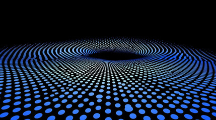 Dynamic Blue Dot Pattern with Depth Effect and Dark Background