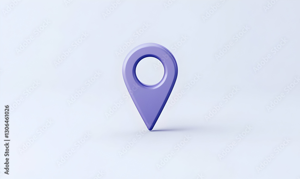 Poster 3d purple location pointer on minimalist background for navigation use