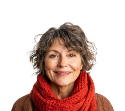 Cheerful woman portrait bright happiness isolated on transparent background