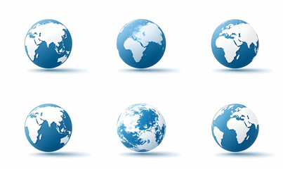 Obraz premium Blue and White Globe Illustrations on White Background