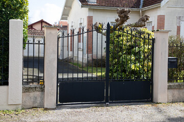 portal classical street ancient home steel dark black metal retro house gate garden access door
