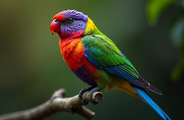 Obraz premium A bird of unusual color sits on a branch.