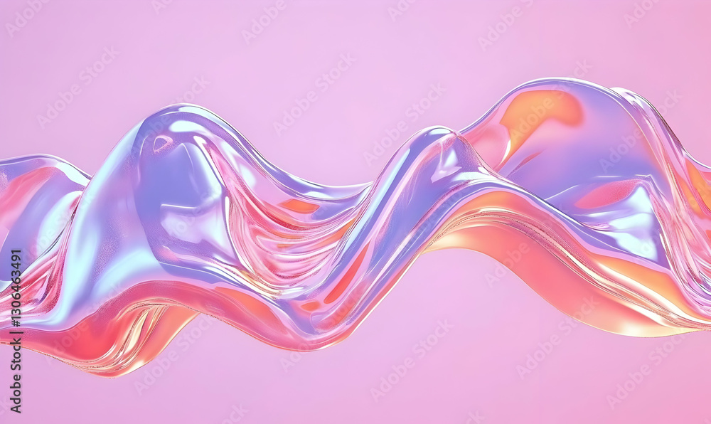 Poster abstract fluid shape in pink and violet tones on soft background