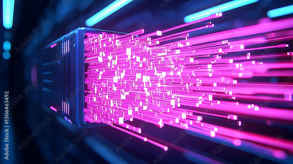 Poster vibrant data flow in a futuristic digital network environment