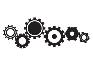 Composition of several gears. Illustration on transparent background