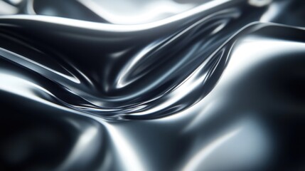 Fototapeta premium Liquid metal ripples, dynamic flow, dark background, abstract design