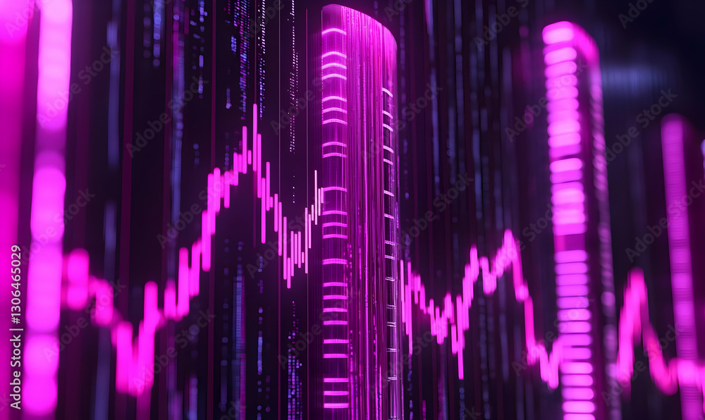 Poster abstract digital background with pink light and vivid patterns