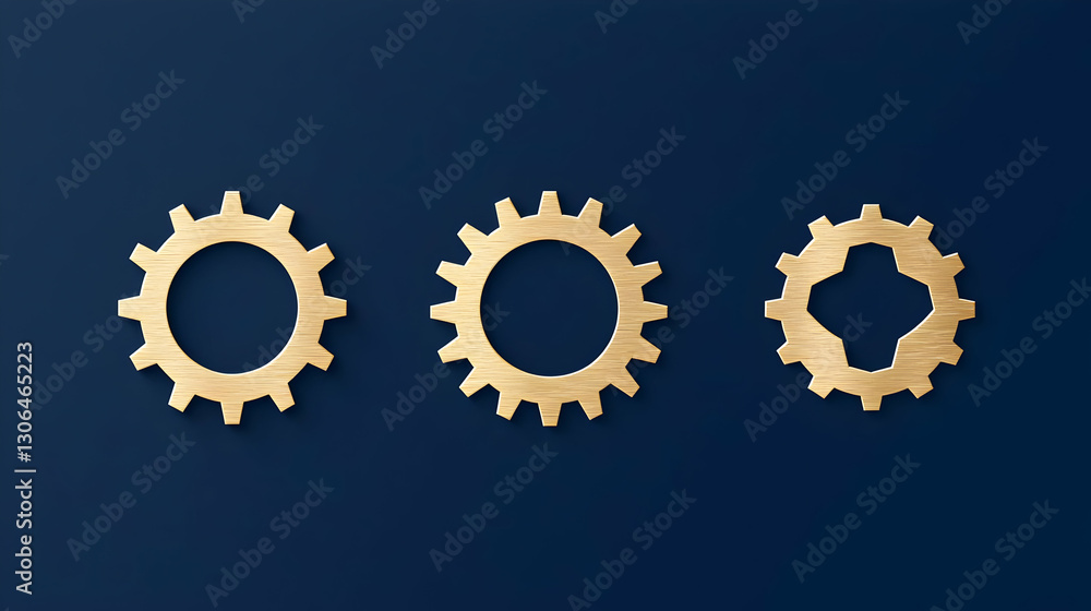 Poster golden gears on dark background representing engineering concepts