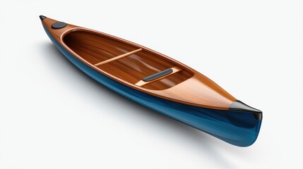 Tranquil wooden canoe floating on calm waters in nature's serenity a