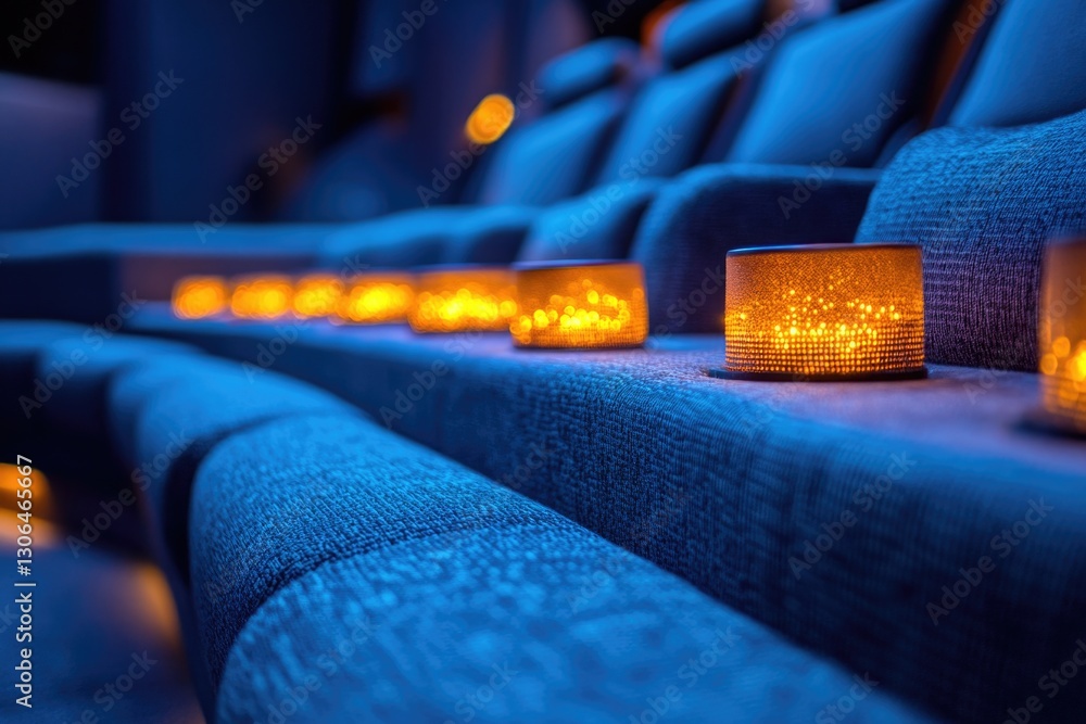 Poster row of seats with lit candles creating a warm and cozy atmosphere