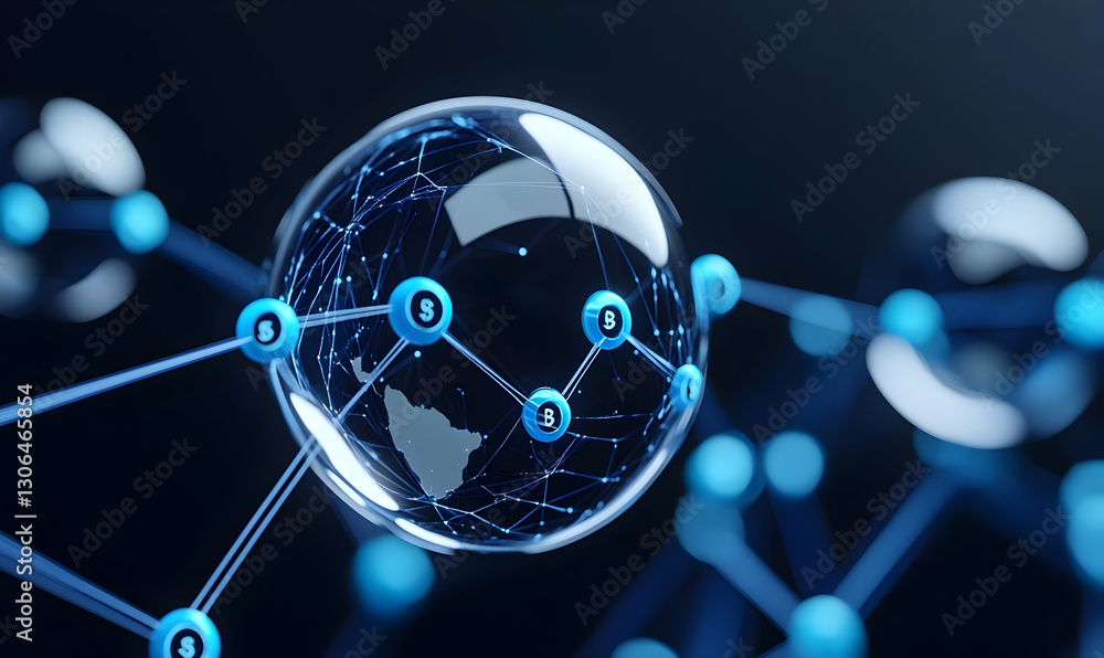 Aufkleber abstract visualization of financial network within digital sphere