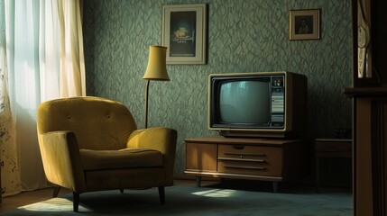 Retro televisionold vintage TV with a framed screen isolated on white representing retro technology