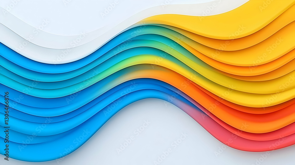 Poster colorful wavy layers in smooth curved design with gradient tones