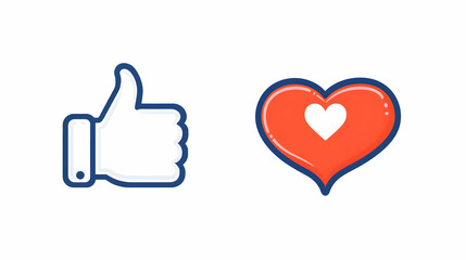 Hand Gesture Thumbs Up and Heart Symbol for Positive Emotions