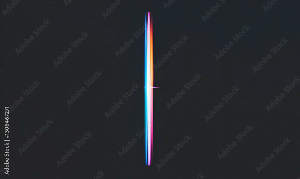 Aufkleber minimalist abstract light line with colorful gradient on black background