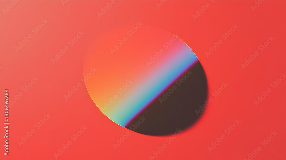 Aufkleber abstract colorful circular shape on a bright red background