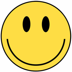 Fototapeta premium bright yellow emoticon with smile, friendly graphic icon, minimal design