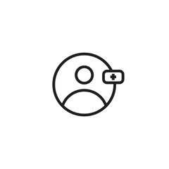 Vector follow, add user icon. Black, white background. Perfect for app and web interfaces, infographics, presentations, marketing, etc.