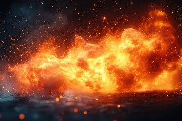 Large explosion of flames and sparks