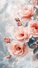 Fototapeta premium Delicate blush roses in soft pastel colors against a textured backdrop.