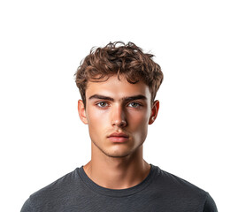 Portrait of a young man neutral isolated on transparent background