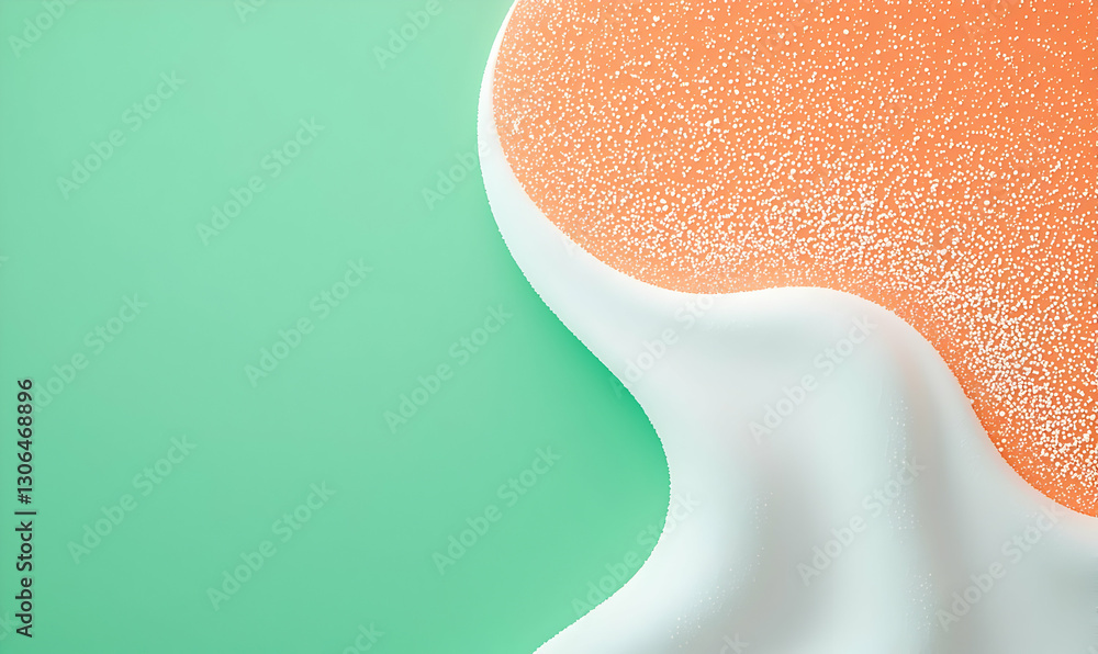 Poster Smooth Wave with Orange Texture on Soft Green Background