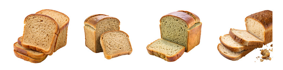 Closeup detail of rye yeast sliced bread toast on a isolated transparent background.