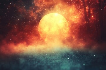 A bright orange sun illuminates the sky with warm light, suitable for use as a background or to represent warmth and optimism