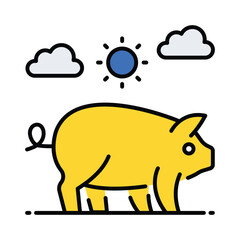 Pig vector filled outline icon. EPS 10 file