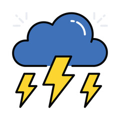 Thunder vector filled outline icon. EPS 10 file