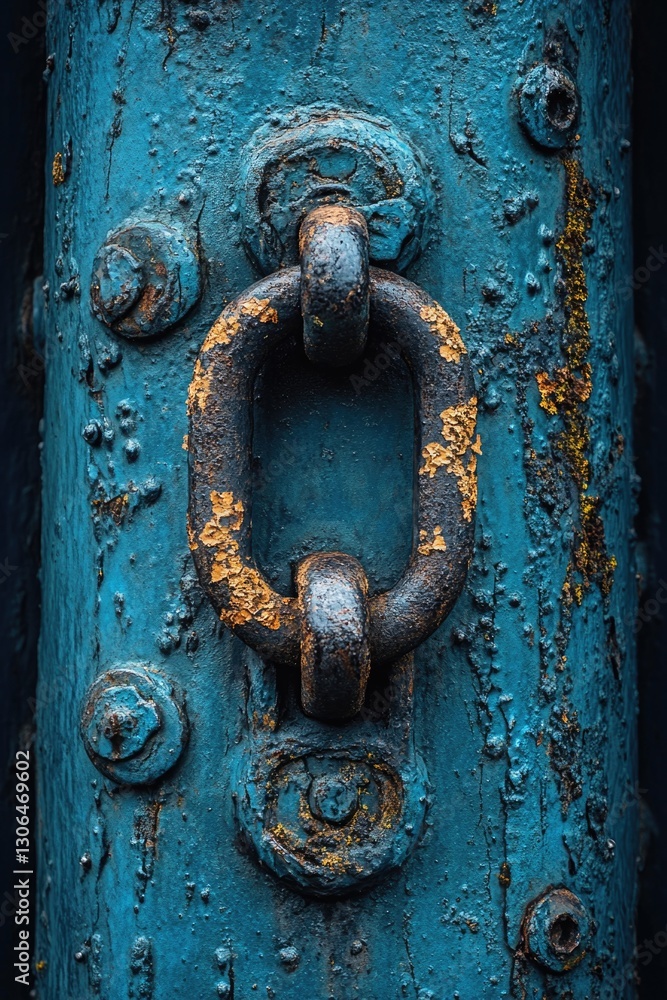 Aufkleber A close-up shot of a metal door with a ring for locking and unlocking, suitable for use in various settings such as architecture or design