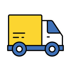 Delivery truck vector filled outline icon. EPS 10 file
