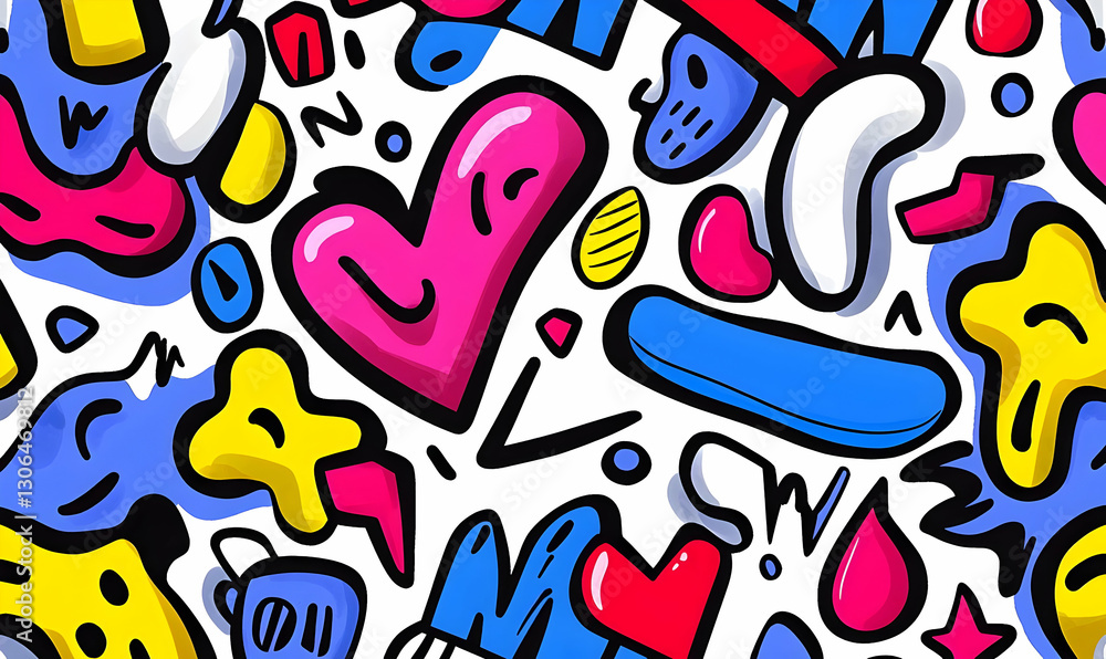 Poster vibrant abstract pattern with colorful shapes and textures