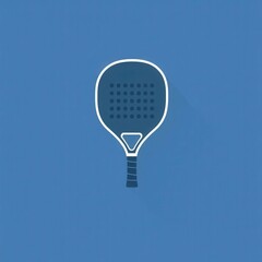 Padel Racket Illustration: Minimal Line Art Vector Icon, Flat Design Symbol for Sport and Recreation, Blue and White Graphic