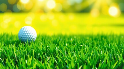 Golf Ball on Green Grass: Scenic Golf Course Landscape for Outdoor Sport and Recreation