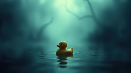 Floating Yellow Rubber Duck Bath Toy with Water Ripples and Soft Lighting
