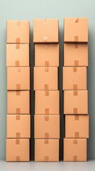 Stacked cardboard boxes against a pastel wall