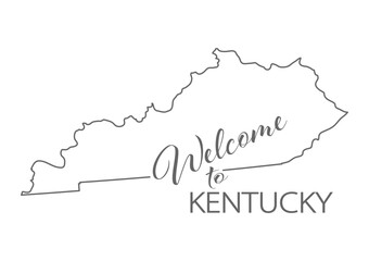 Welcome to Kentucky. Outline of the state with a welcome inscription. A template for covers, banners, posters, and posters.