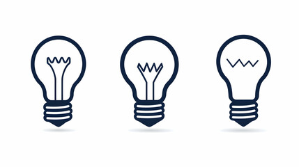 Lightbulb Icons Set with Different Illustrations for Concepts