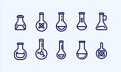 Various Laboratory Glassware Icons for Science and Education Use