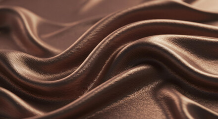 Luxurious Brown Silk Fabric Drape Elegant Texture Background Smooth Waves