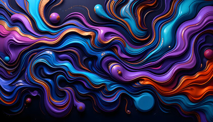 Obraz premium Marbled Effect with Bold Teals, Purples, and Oranges in Abstract Design