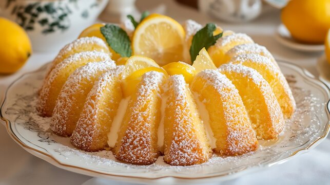 The dessert consists of a lemon flavoured and lemon shaped cake a limoncello kransekake