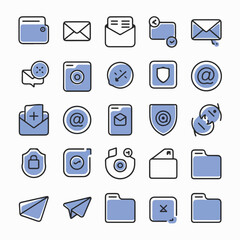 Minimalist Email & Messaging Icon Set | Flat & Outline Style